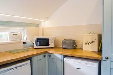 Lovely wooden work surfaces.