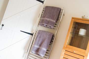 A big heated towel rail to keep the bathroom warm.
