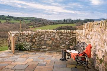 Wonderful views from the large, stone-walled courtyard over the beautiful countryside.