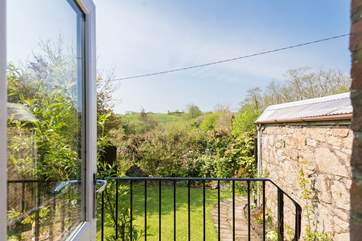 The view from the door across the garden.