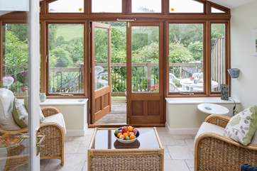 The garden-room is a wonderful place to relax and watch the wildlife in the garden and on the hillside beyond.