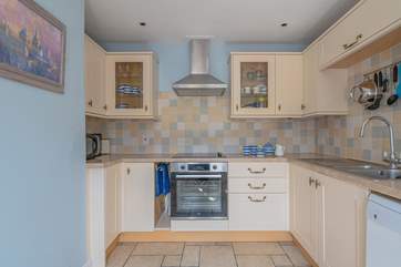 The well-equipped kitchen has all that you will need to create a holiday treat.