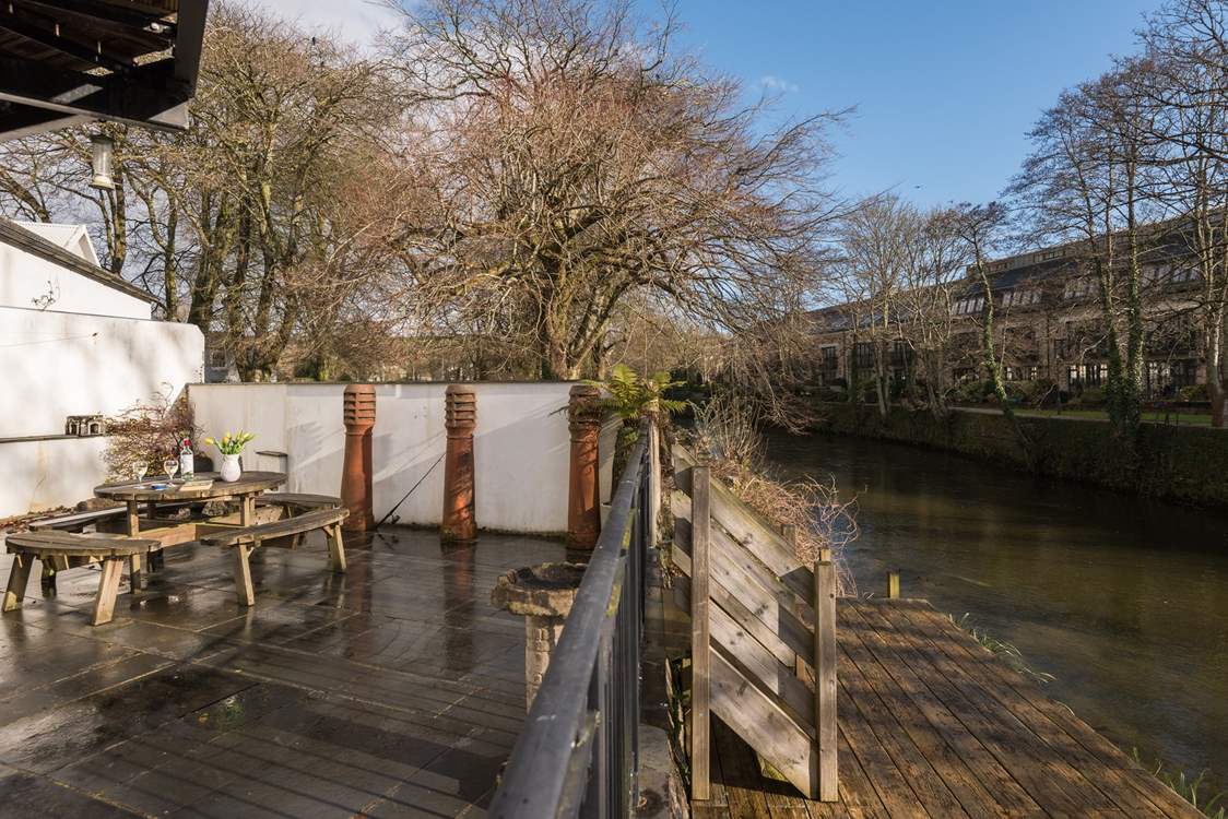 The riverside terrace is a lovely place to sit and relax.