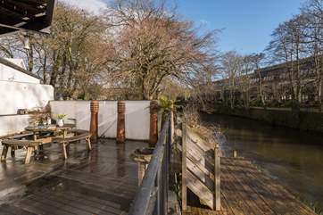 The riverside terrace is a lovely place to sit and relax.