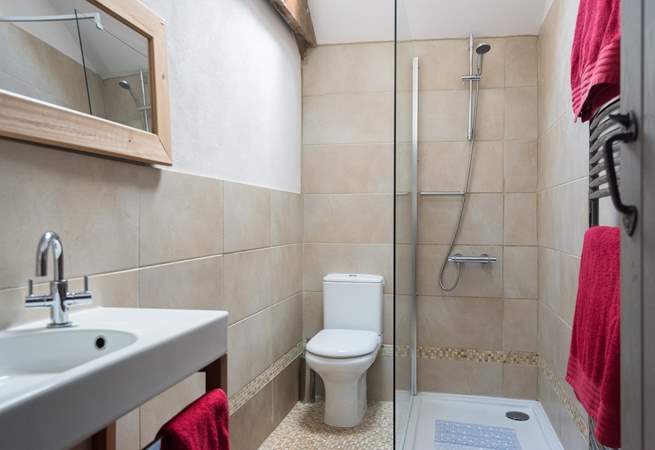 The family shower-room has a big walk-in shower.