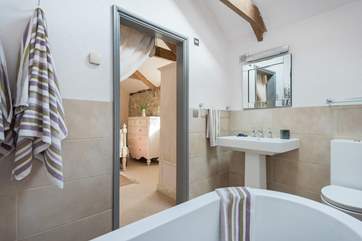 Looking through to the bedroom from the en suite bathroom.