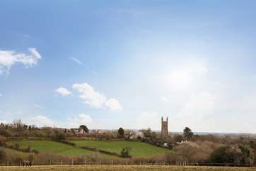 Beautiful Lanlivery Church stands pround in the village just across the fields.