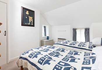 The charming twin bedroom, Bedroom 2, is on the first floor.