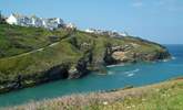 A view towards Port Isaac, with Anchorage being one of the houses on top of the cliff. - Thumbnail Image