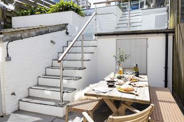 The sheltered terrace at the back of Anchorage