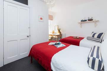 There are twin beds in bedroom two