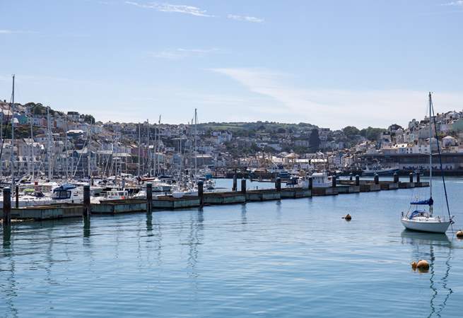 Looking back into Brixham from half way down the breakwater. You can just about make out Pebblestones in the top right of the picture.