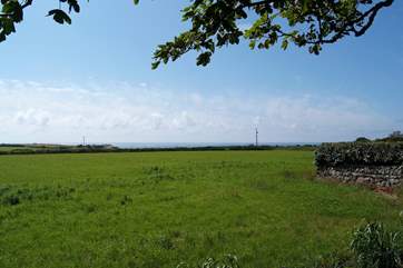 The fabulous view across the field from the end of the garden.