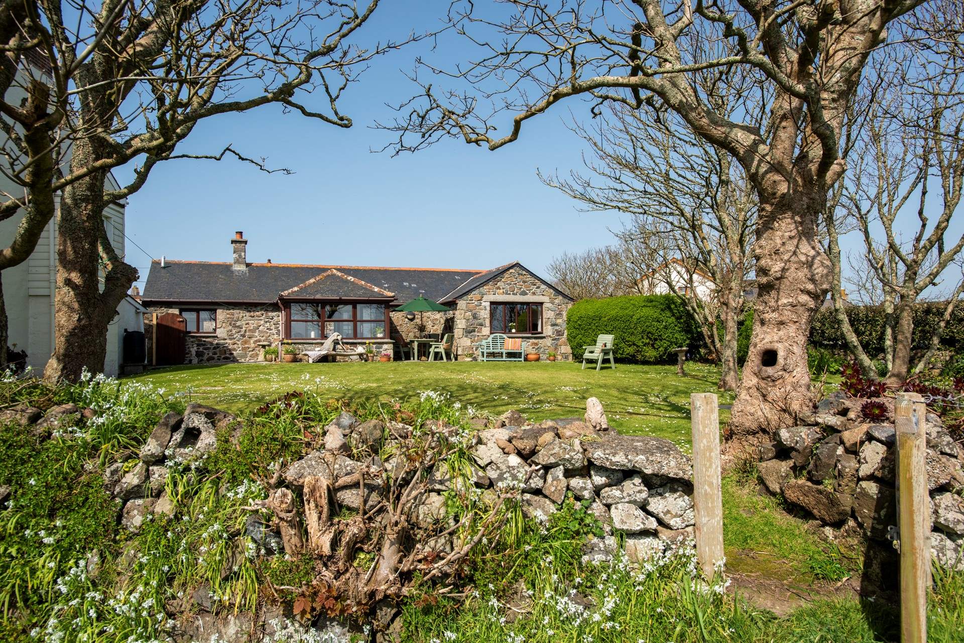 The secure garden has sea views and is perfect for picnics.