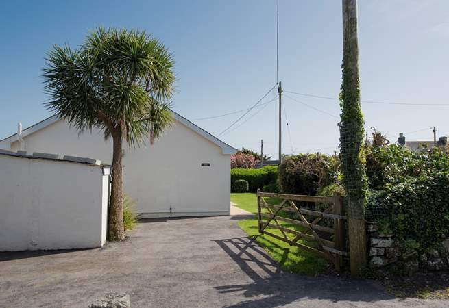 The spacious and private driveway.