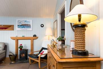 The wood-burner makes Krowji cosy all year round.
