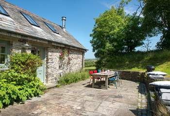 The terrace area at the back of Owl Barn.