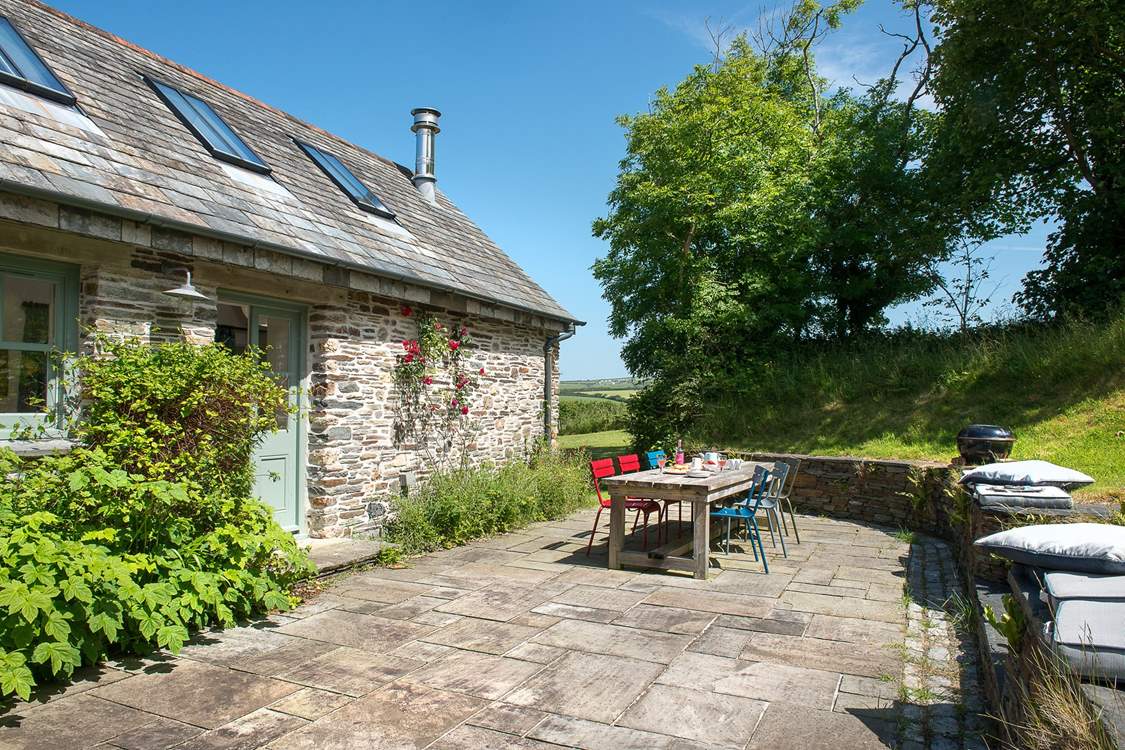 The terrace area at the back of Owl Barn.