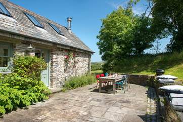 The terrace area at the back of Owl Barn.