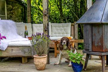 All are welcome to gather around the log-burner.