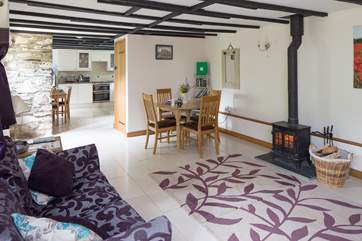 Looking right through to the kitchen. (The sofa has since been upgraded from this image).
