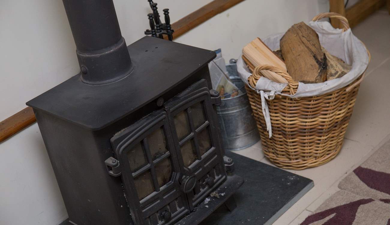 The stove throws out the heat on cooler evenings.