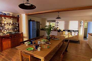 The Aga provides a warming backdrop to the kitchen/dining-room.