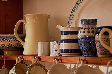 Pottery is a passion of Kirstie Allsopp's and there is a lovely collection throughout the house in different shapes and colours.