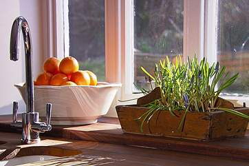 The kitchen sink overlooks the garden.