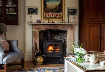 The fabulous wood burner is perfect for cooler months.