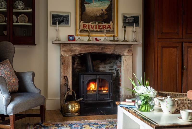The fabulous wood burner is perfect for cooler months.