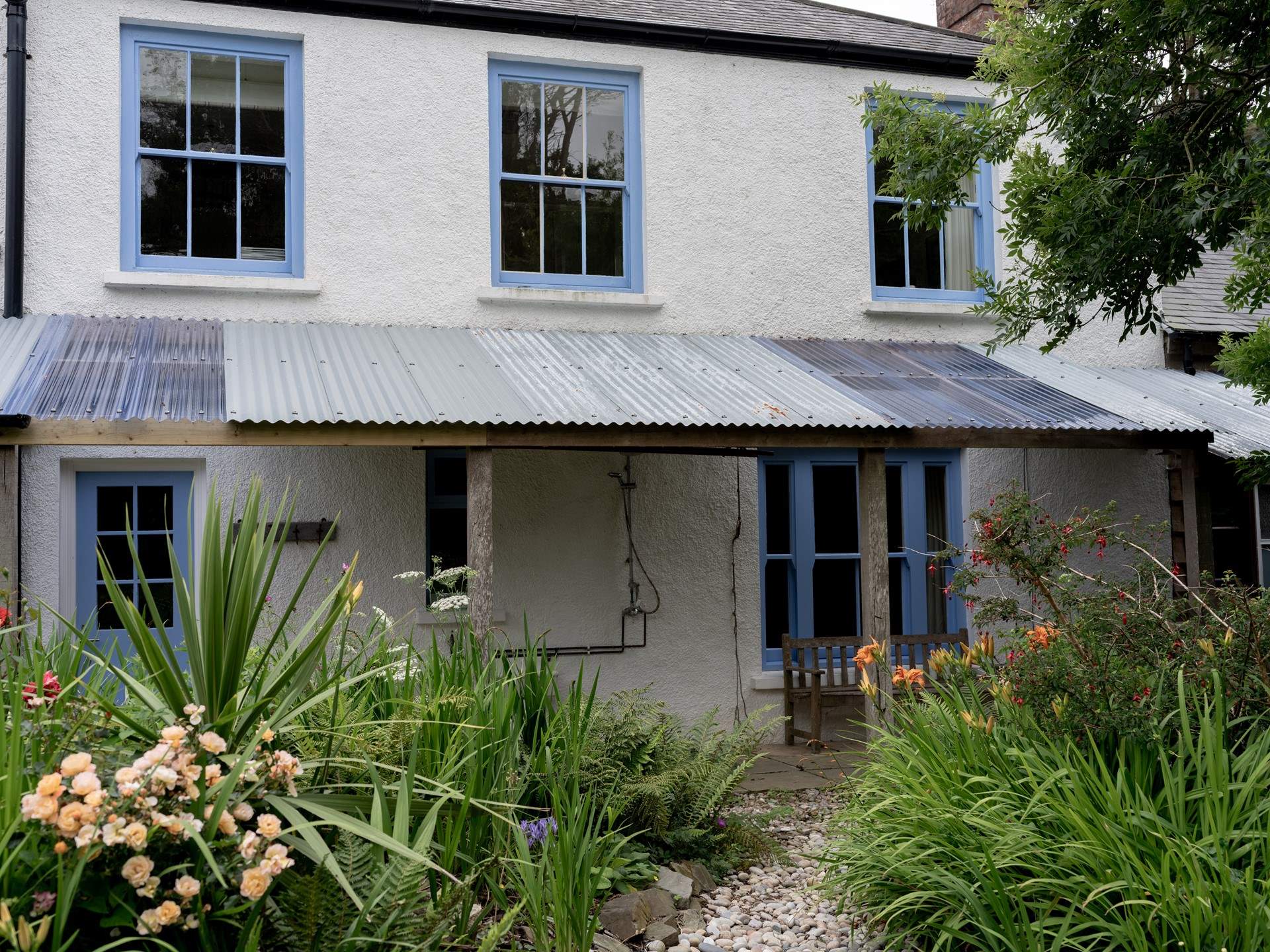 The covered porch area to the rear. 