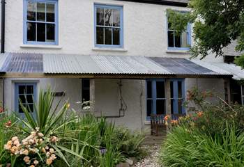 The covered porch area to the rear. 