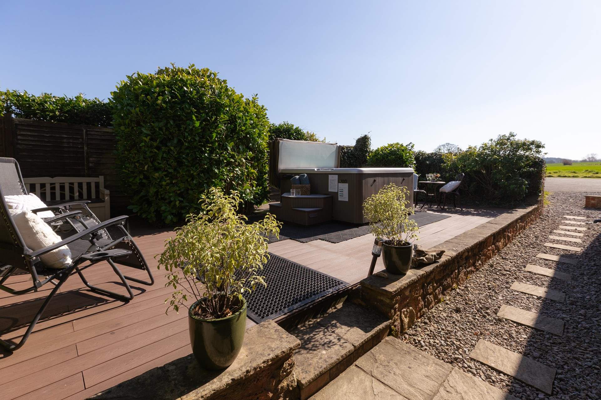 The outside space is very private, all you have to disturb you is some inquisitive wildlife! 