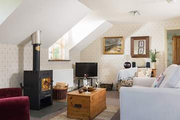 A warming wood-burner for breezy days and cooler evenings.