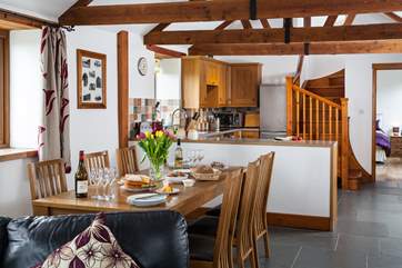 Downstairs is all open plan, with two bedrooms at opposite ends to one another.