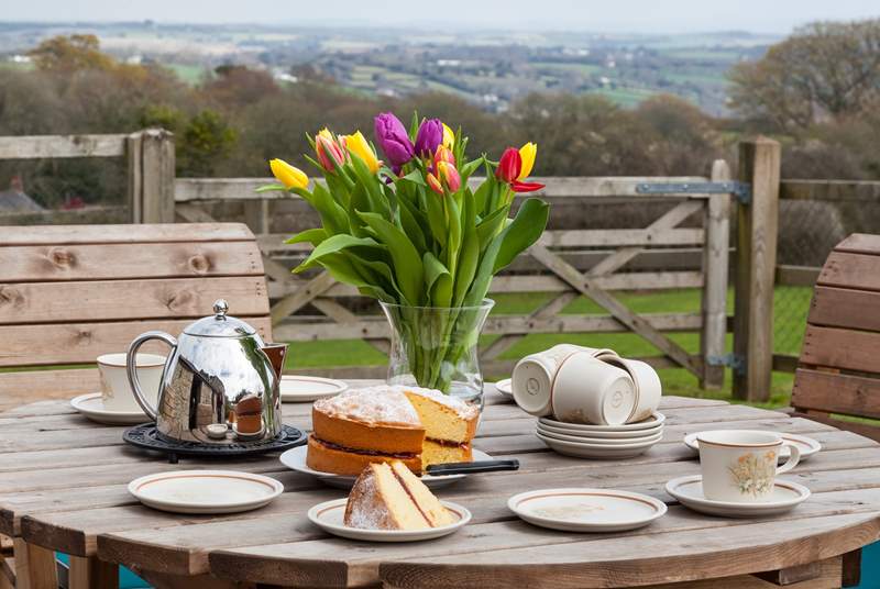 The patio is the perfect spot for an afternoon tea, with home made cake of course!