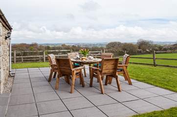 Outside there is plenty of seating for the whole family.