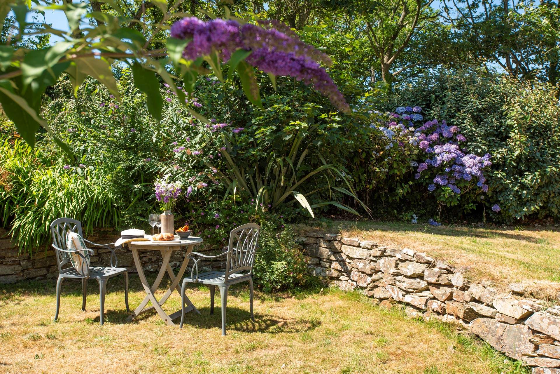 The garden is sheltered from the elements.