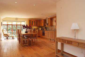 The kitchen and dining-area is extremely spacious.