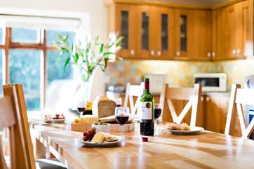 Enjoy a family gathering around the table.
