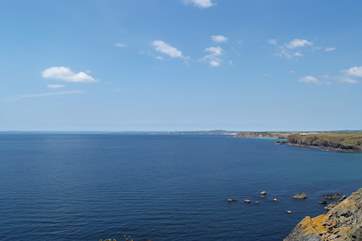 The view of the magnificent coastline towards Porthleven and Mounts Bay from just outside the Mullion Cove Hotel.