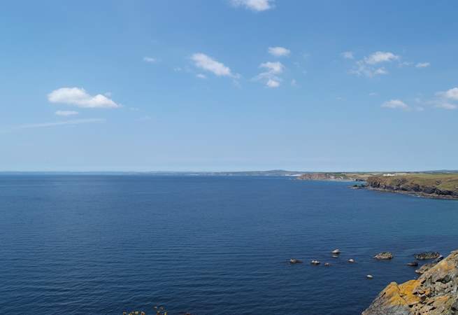 The view of the magnificent coastline towards Porthleven and Mounts Bay from just outside the Mullion Cove Hotel.