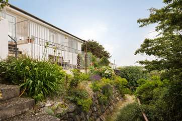 Looking up to the house from the terraced garden below.