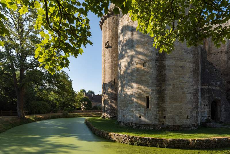Visit the atmospheric 14th Century ruined castle at Nunney.  It's owned by English Heritage and visitors are allowed entry via a wooden bridge.