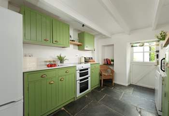 A beautiful slate flagstone floor in this charming cottage kitchen.