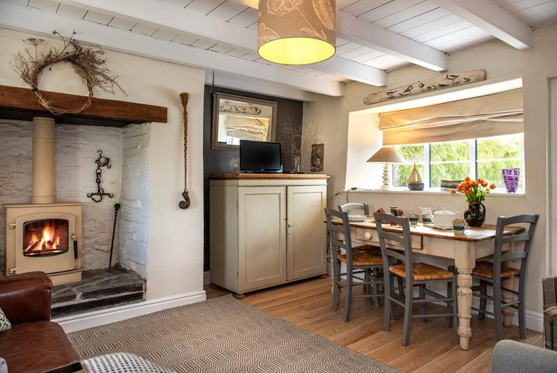 The open plan living-area has a toasty wood-burner making this an ideal retreat whatever the weather.