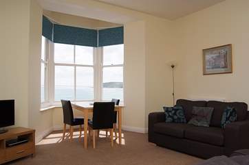There are fabulous sea views from the sitting-area.