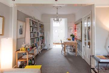 Through the dining-area to the kitchen.