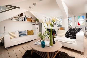 Stylish furnishings in the second floor sitting-room.